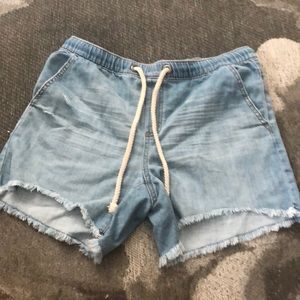 Denim biker shorts